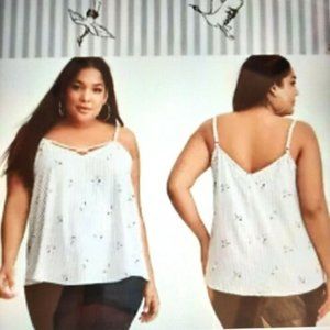 Torrid Swing tank with delicate stripes/bird print